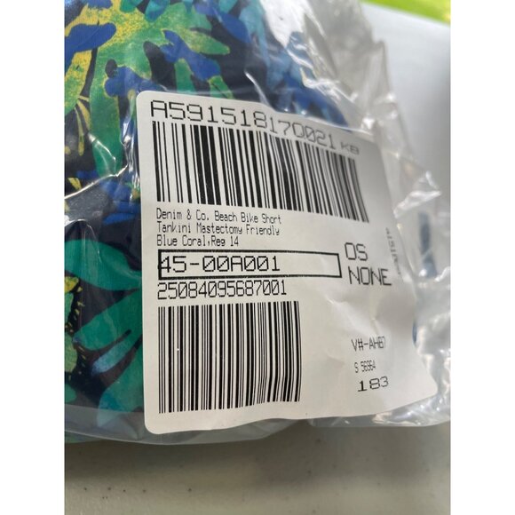 Denim and Co Beach Bike Short Tankini Mastectomy Friendly Sz 14 Blue Coral Swim - Picture 3 of 11